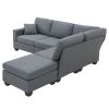 89.8*60.2" Modern Sectional Sofa,5-Seat Modular Couch Set with Convertible Ottoman,L-Shape Linen Fabric Corner Couch Set with 2 Pillows for Living Roo