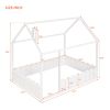 (Slats are not included) Full Size Wood Bed House Bed Frame with Fence;  for Kids;  Teens;  Girls;  Boys