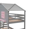 Twin over Twin Bunk Bed with 2 Drawers;  1 Storage Box;  1 Shelf;  Window and Roof