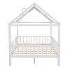 Full Size Wood House Bed with Fence