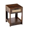 15.75" Rattan End table with drawer, Modern nightstand, side table for living roon, bedroom