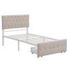 Twin Size Storage Bed Metal Platform Bed with a Big Drawer