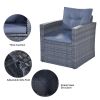 6-piece All-Weather Wicker PE rattan Patio Outdoor Dining Conversation Sectional Set with coffee table, wicker sofas, ottomans, removable cushions