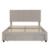 Queen Size Storage Bed Velvet Upholstered Platform Bed with a Big Drawer