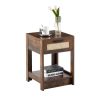 15.75" Rattan End table with drawer, Modern nightstand, side table for living roon, bedroom