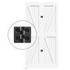 2.5FT Bi-Folding Sliding Barn Door Hardware Track Kit, Black Roller Kit for 2 Doors, J Shape(No Door)