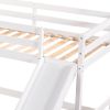 Full and Twin Size L-Shaped Bunk Bed with Slide and Short Ladde