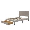 Queen Size Storage Bed Velvet Upholstered Platform Bed with a Big Drawer