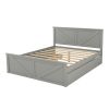 Queen Size Wooden Platform Bed with Four Storage Drawers and Support Legs