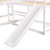 Full and Twin Size L-Shaped Bunk Bed with Slide and Short Ladde