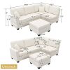 89.8*60.2" Modern Sectional Sofa,5-Seat Modular Couch Set with Convertible Ottoman,L-Shape Linen Fabric Corner Couch Set with 2 Pillows for Living Roo