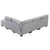 89.8*60.2" Modern Sectional Sofa,5-Seat Modular Couch Set with Convertible Ottoman,L-Shape Linen Fabric Corner Couch Set with 2 Pillows for Living Roo