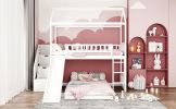 Twin Over Twin Bunk Bed with Two Drawers and Slide, House Bed with Slide