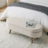 Ottoman Oval Storage Bench,Rubber Wood Legs