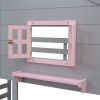 Twin over Twin Bunk Bed with 2 Drawers;  1 Storage Box;  1 Shelf;  Window and Roof