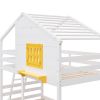 Twin over Twin Bunk Bed with 2 Drawers;  1 Storage Box;  1 Shelf;  Window and Roof