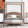 Queen Size Canopy Platform Bed with Headboard and Support Legs