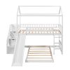 Twin Over Twin Bunk Bed with Two Drawers and Slide, House Bed with Slide