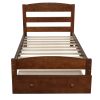 Platform Twin Bed Frame with Storage Drawer and Wood Slat Support No Box Spring Needed