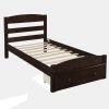 Platform Twin Bed Frame with Storage Drawer and Wood Slat Support No Box Spring Needed