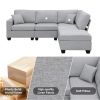 89.8*60.2" Modern Sectional Sofa,5-Seat Modular Couch Set with Convertible Ottoman,L-Shape Linen Fabric Corner Couch Set with 2 Pillows for Living Roo