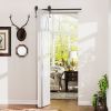 2.5FT Bi-Folding Sliding Barn Door Hardware Track Kit, Black Roller Kit for 2 Doors, J Shape(No Door)