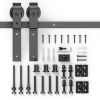 2.5FT Bi-Folding Sliding Barn Door Hardware Track Kit, Black Roller Kit for 2 Doors, J Shape(No Door)