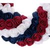 Patriotic Americana Wreath;  Boxwood Handcrafted Memorial Day Wreath Festival Garland Decoration