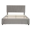 Queen Size Storage Bed Velvet Upholstered Platform Bed with a Big Drawer