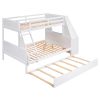 Twin over Full Bunk Bed with Trundle and Built-in Desk;  Three Storage Drawers and Shelf