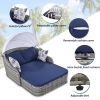 79.9" Outdoor Sunbed with Adjustable Canopy;  Double lounge;  PE Rattan Daybed